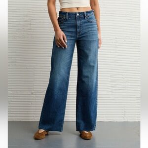 AEO Super High-Rise Baggy Wide Leg Stretch Jeans - Dark Indigo Wash, Regular